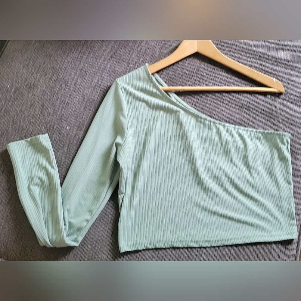 Lemite Women's One Long Sleeve SAGE Green Top Size XL